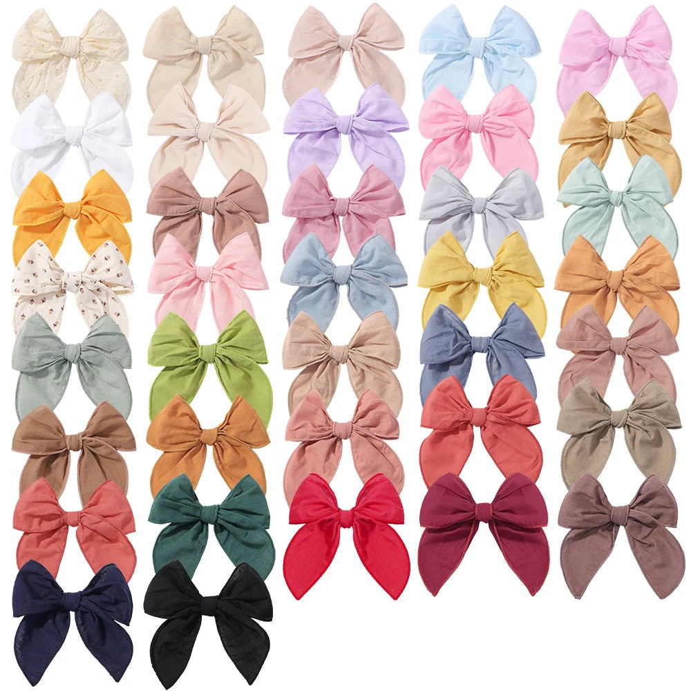 15Pcs cotton cheer bow hairclips set girls big bowknot ponytail hairgripes party travel headdress