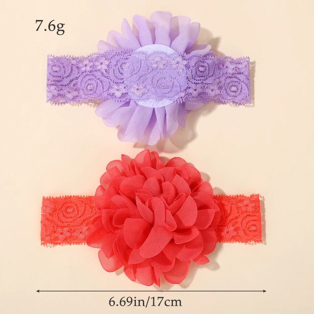20Pcs random color lace nylon hair band for baby elastic wide band flower headband cute infant no harm to hair headdress
