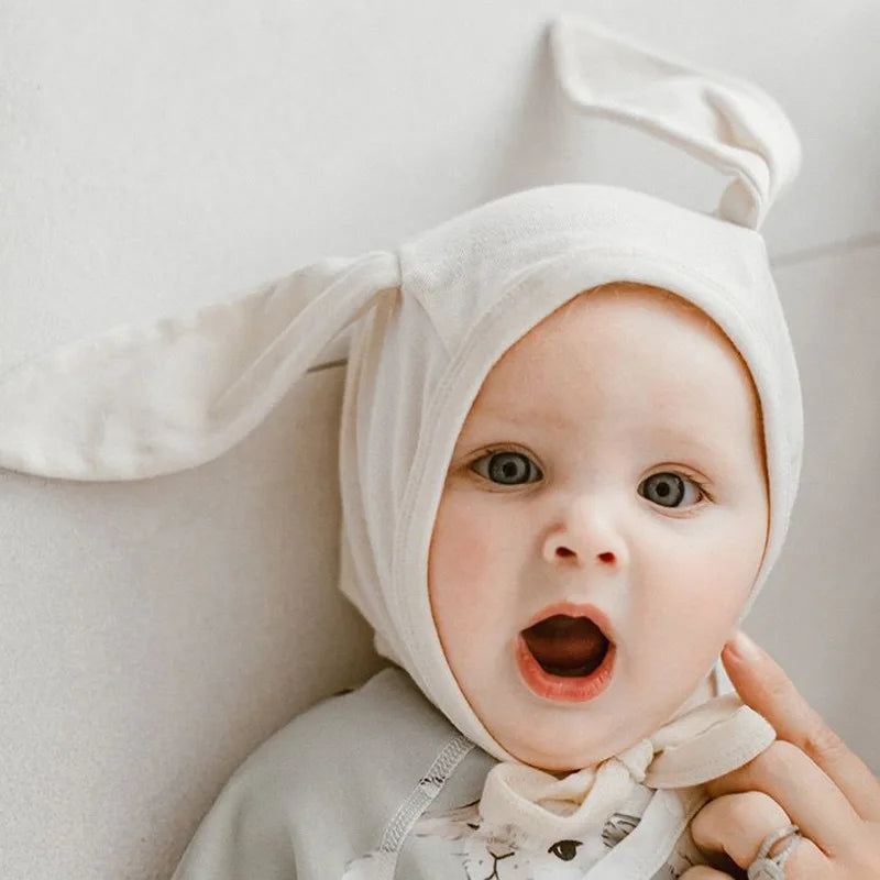 Cotton Newborn Hat Bunny Long Ears Infant Bonnet Baby Beanie Hats for Girls Boys Accessories Autumn Korean Toddler Cap 0-12M