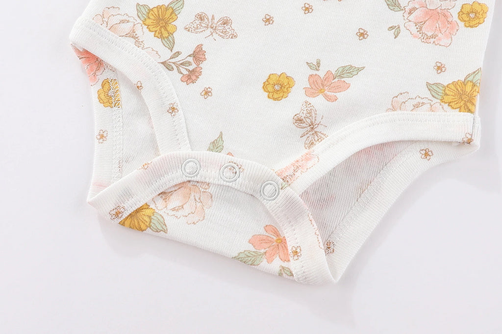 Baby Girl Bodysuits 5 Piece Set Sweet Cute Newborn Onesies Flying Sleeves 0-12M Infant Outfits