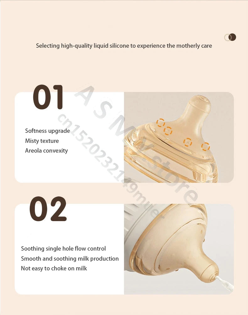PPSU baby bottle, wide caliber, anti bloating and anti choking, baby learning drink cup, children's milk straw cup