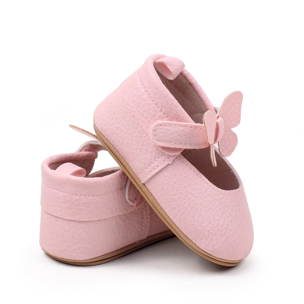 New Spring And Summer Baby Shoes Indoor Learning Shoes Butterfly Velcro Princess Shoes Anti-slip Baby Shoes