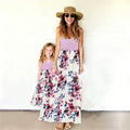 Vintage Mother Daughter Dress Vestidos Family Matching Outfits Children Dress Beach Casual Women Dresses Summer Girls Clothing
