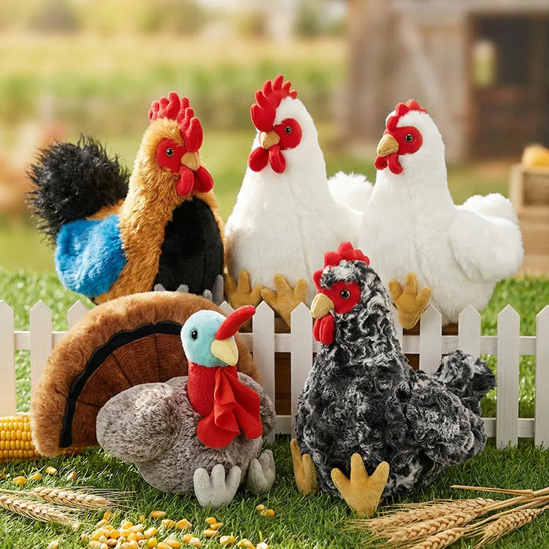 2026 New Simulation Chubby Rooster Hen Black-bone Chicken Fluffy Simulation Animal Poultry Stuffed Soft Lifelike Huggable Pillow