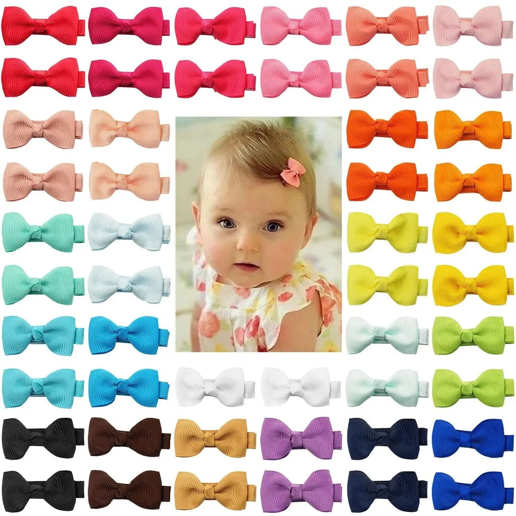 50Pcs 2inch Grosgrain Ribbon Hair Bows Clips for Girls Handmade Bowknot Hairpins Headwear Kids Baby Hair Accessories