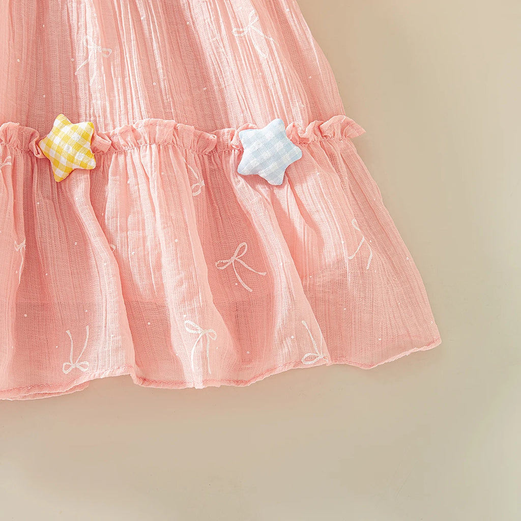 Casual Baby Clothes Korean Style Sweet Pink Baby Girl Suspender Dress Summer Birthday Party Gift Toddler Princess Dress