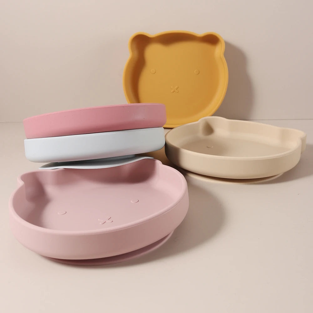 Personalised Baby Bear Shape Silicone Feeding Plate My First Bear Plate | Custom Name & Strong Suction for Easy Feeding