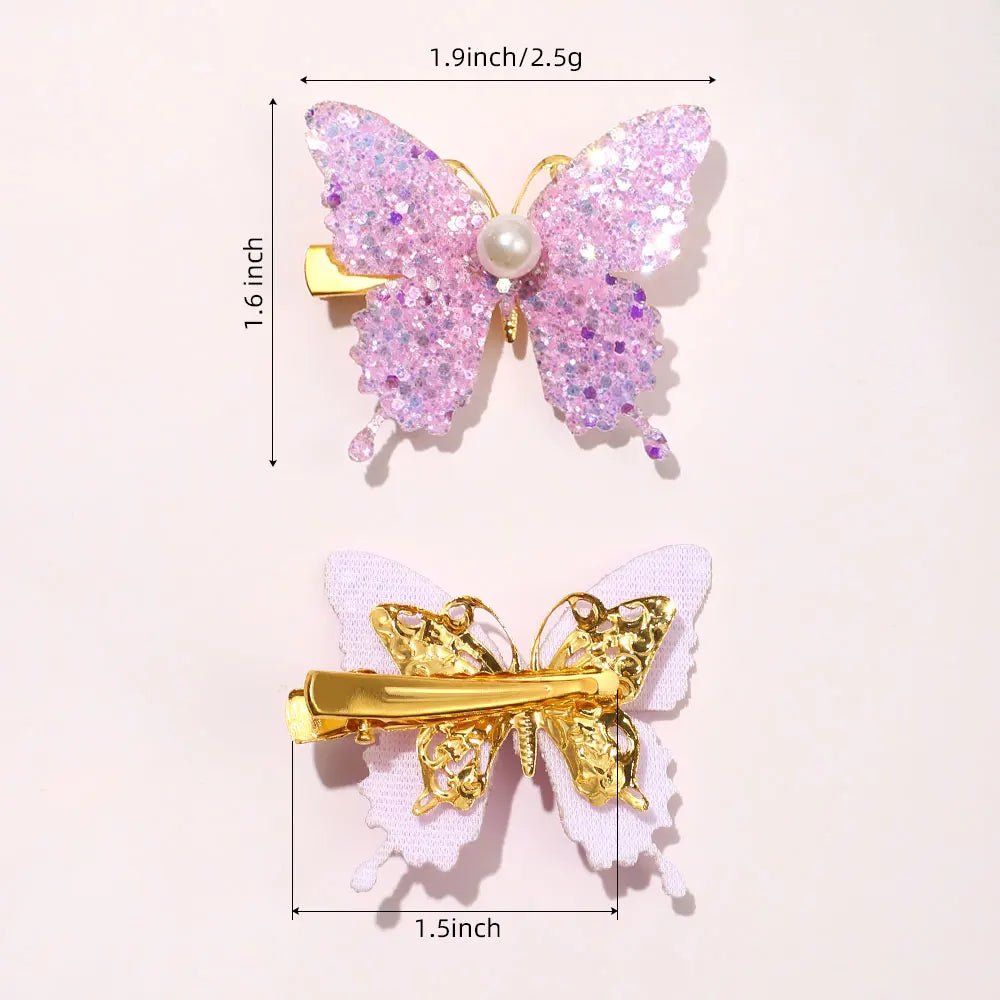 6Pcs Colorful Butterfly Hairpins Girl Hair Clips Barrettes Women Sweet Hair Ornament Rainbow Headwear Fashion Hair Accessories