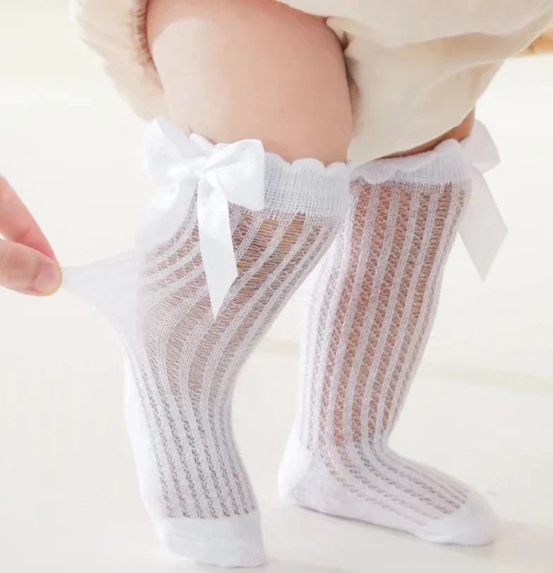 Red Bow Tie Knee High Tube Socks Girls