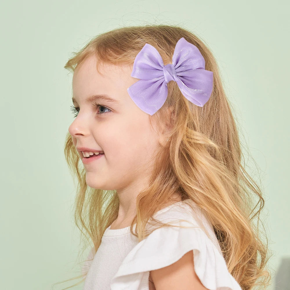 2Pcs/lot Big Bows Chiffon Hair Clips Cheer Bowknot Hairpin Children Headdress Fashion Girls Hair Accessories