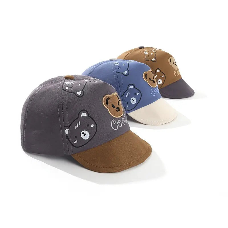 0-1Y Baby Hat Spring/Summer Sun Hat for Infants, Cute Cartoon Bear Baseball Cap with Soft Brim Lightweight for Outdoor Play