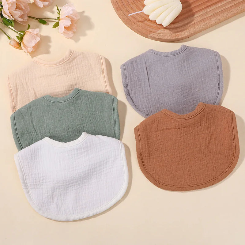 Random Color 6Pcs Cotton Thickening Soft Baby Adjustable Bibs Newborn Burp Cloths Bandana Scarf for Kids  Feeding  Baby Bips
