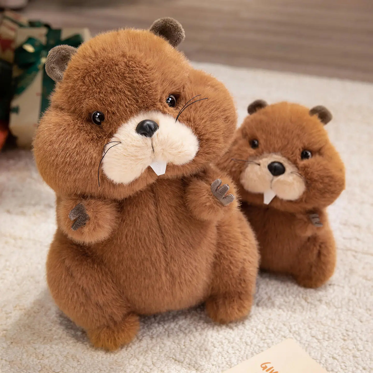 22/35/45cm Simulation Beaver Plush Doll Cute Fluffy Sitting Marmot Groundhog Toy For Kids Adorable Birthday Gift Doll