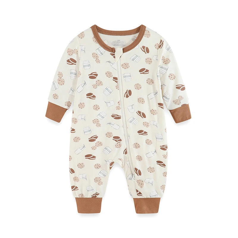 Kiddiezoom Four Seasons Long Sleeve Zipper Romper Unisex Infant Jumpsuit Rayon 1Pcs