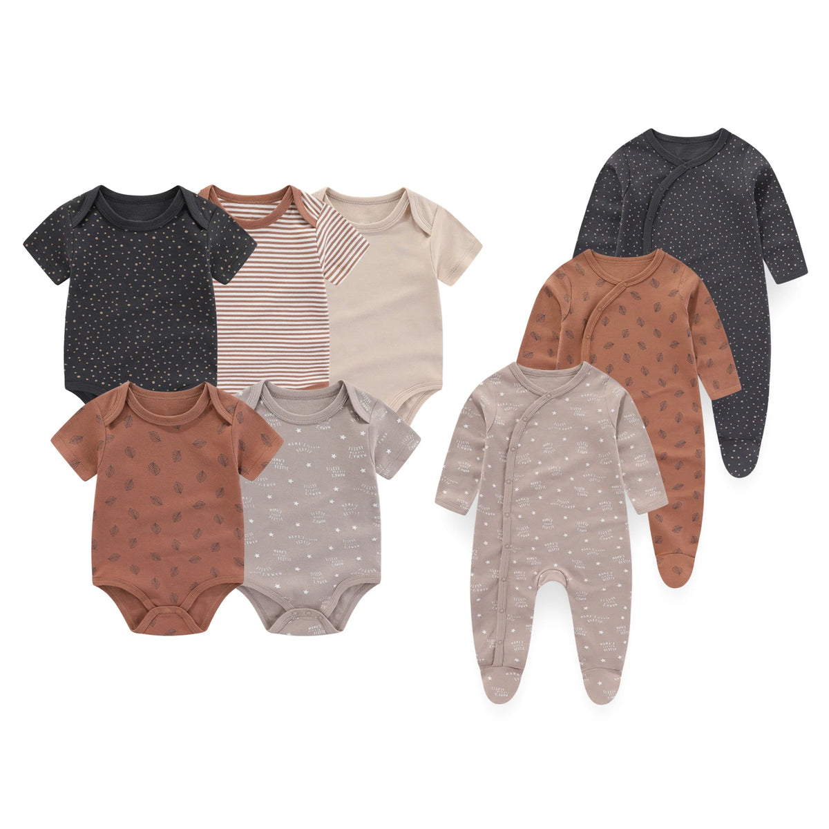 8-Piece Cotton Baby Bodysuits Rompers Jumpsuits Set For 0-12 Months Infant Clothing All Season Everyday Wear