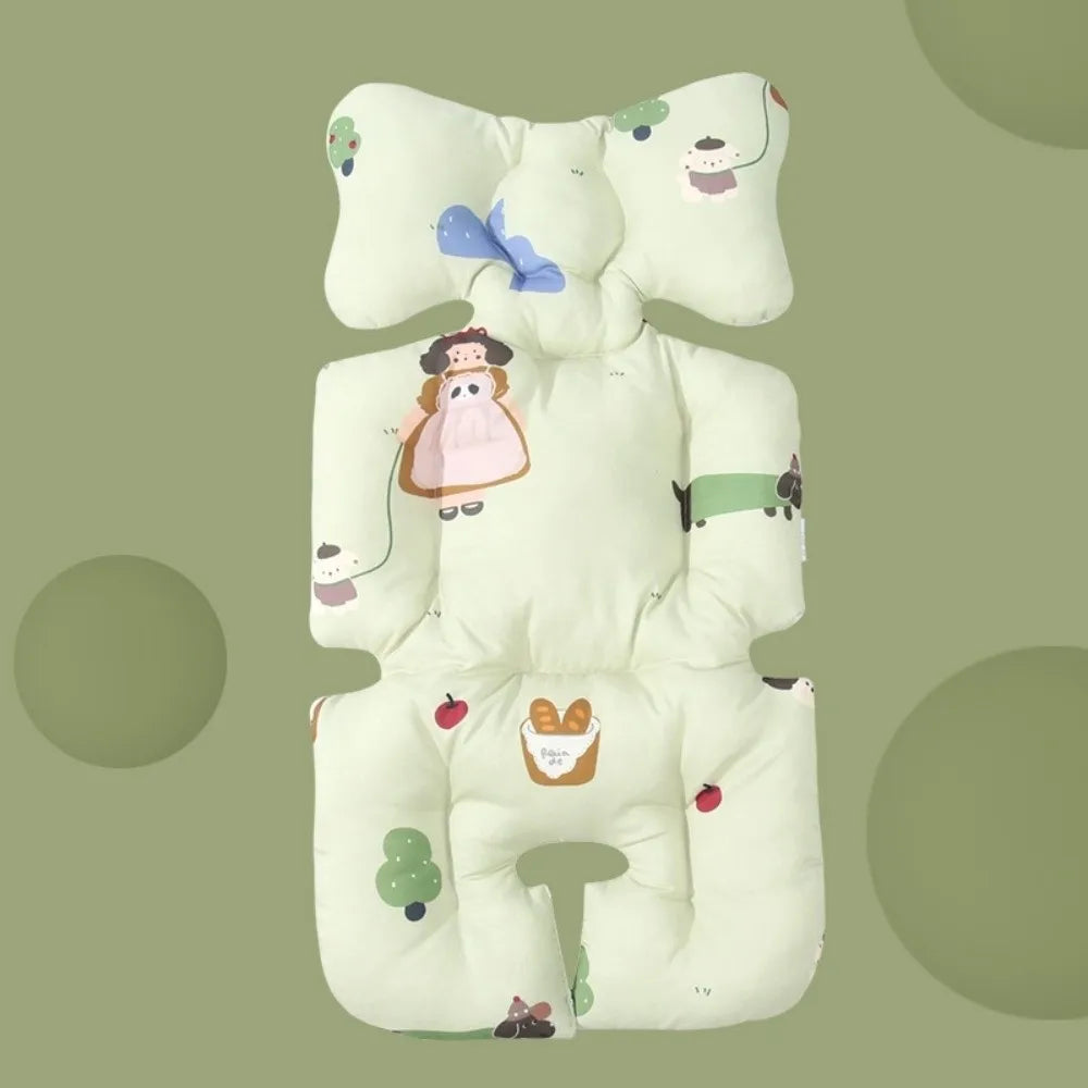 Essential Cotton Stroller Seat Cushion Soft Cartoon Pattern High Chair Liner Pad Comfortable Warm Stroller Accessories Going Out