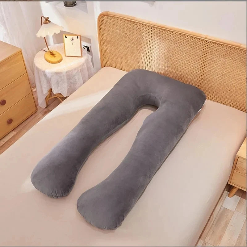 Solid Color Removable Washable Maternity Pillow Pregnancy Waist Protection Pillow Crystal Velvet Pregnancy Support Belly Pillow