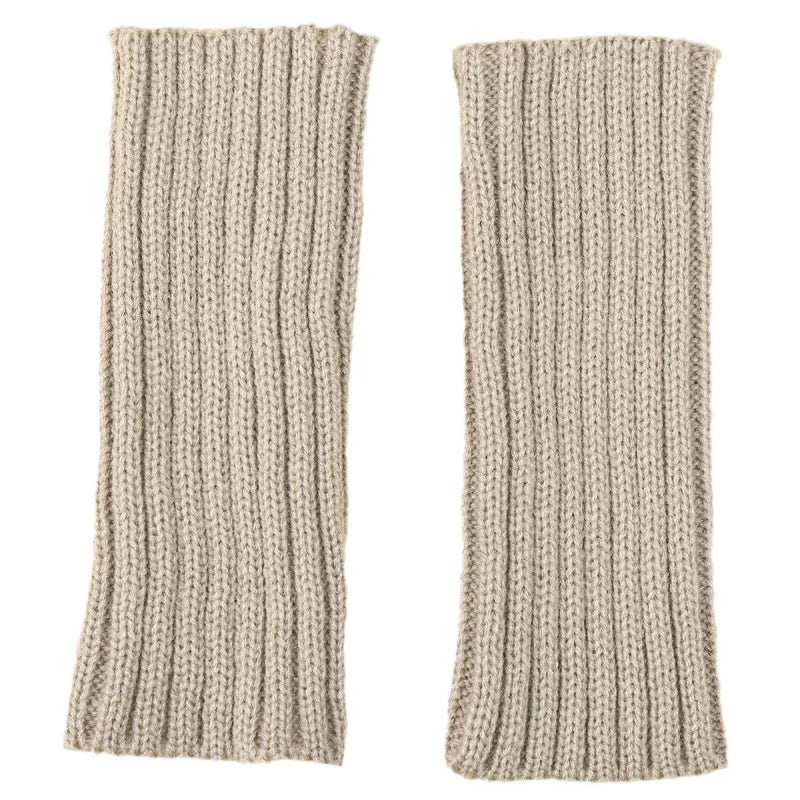 Autumn Winter Fashion Warm Fingerless Solid Color Ribbed Knitted Short Gloves Arm Warmers