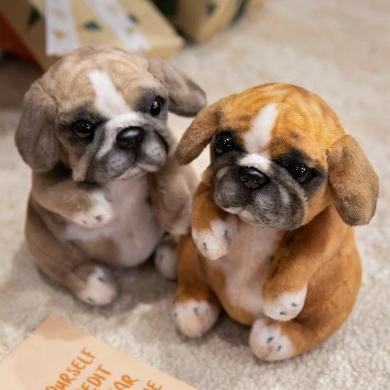 Realistic Sitting Poodle Pug Puppy Plush Toy Stuffed Doggy Cute Fluffy Pet for Room Decor Children's Birthday Gift