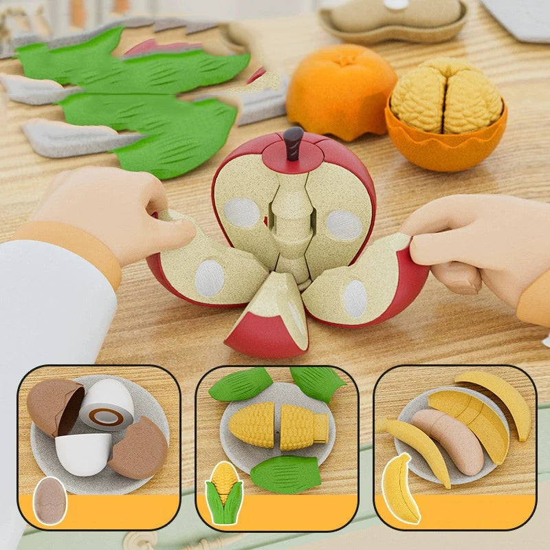 Montessori Paste Chechele Gift Box Simulation Durian Fruit Grapefruit Cherry Educational Toy  House Decompress Educational Toy
