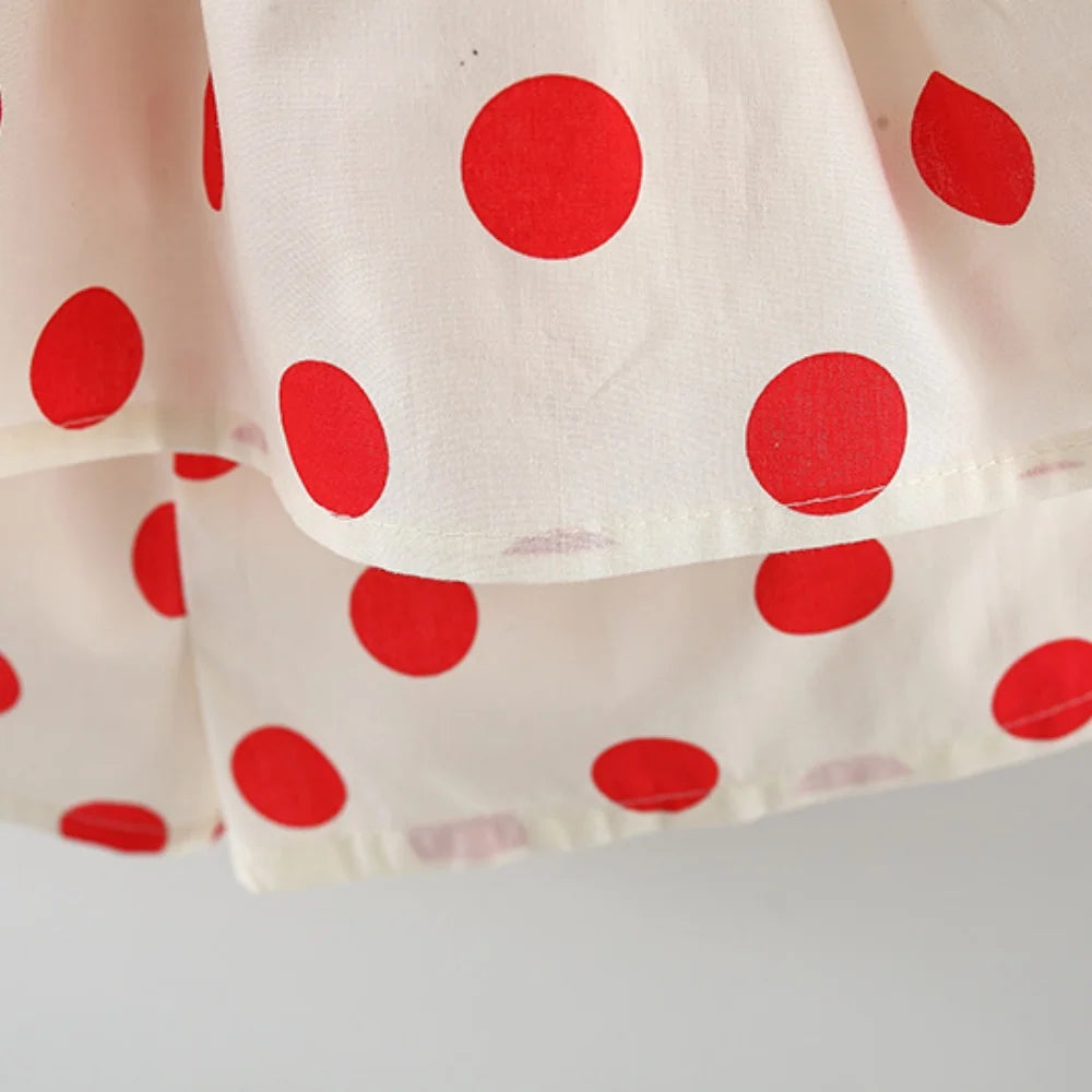 2pc/Set Girls' Outfit Set Summer Polka Dot Bow Blouse And Shorts Baby Girl Clothing Cute Beach Baby Set