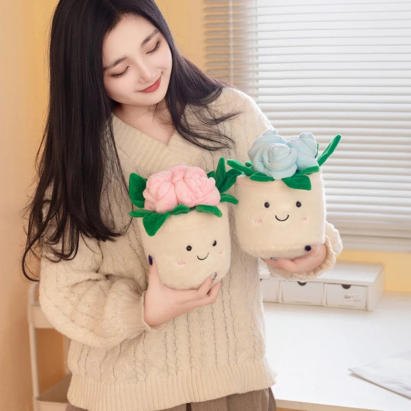 Hot 1pc 20cm Artificial Flower Plush Toy Green Plants Bloom Cactus Sunflower Soft Dolls Girls Boys Kawaii Xmas Gift Home Decor