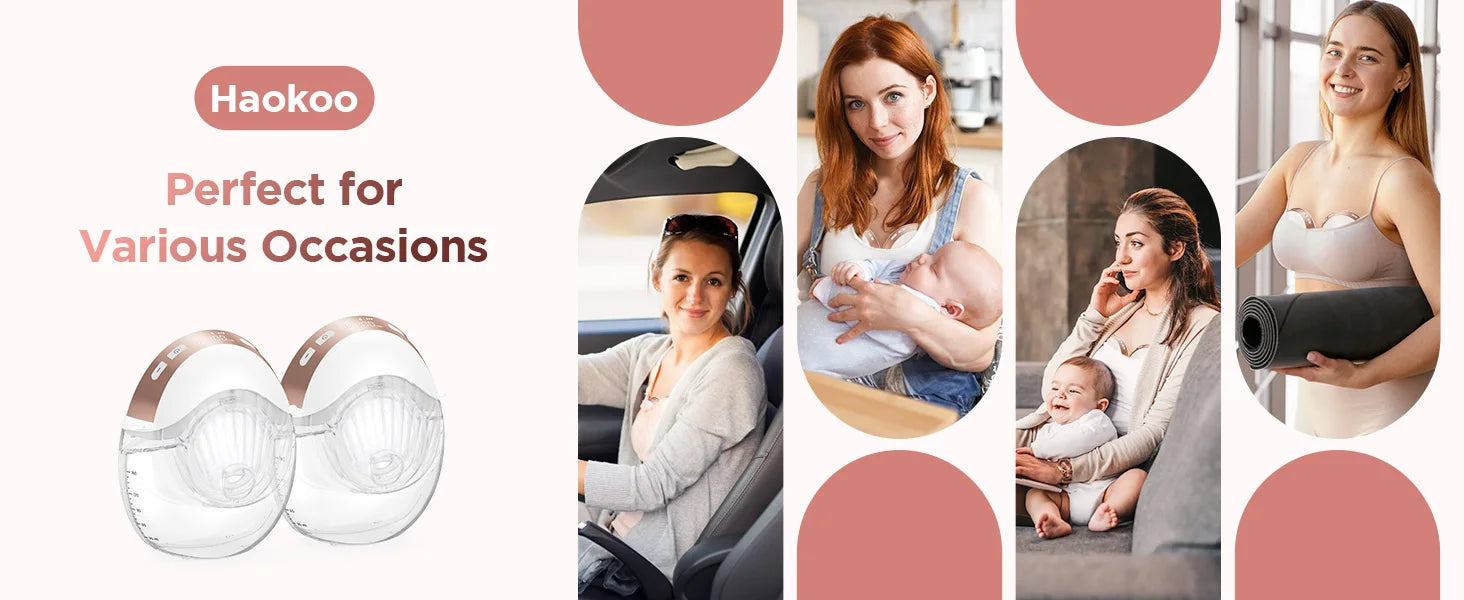 Wearable Electric Breast Pump 3 Modes 12 Levels Silent Leak-Proof Hands Free Breastpump Breastfeeding with 17/19/21/24mm Flange