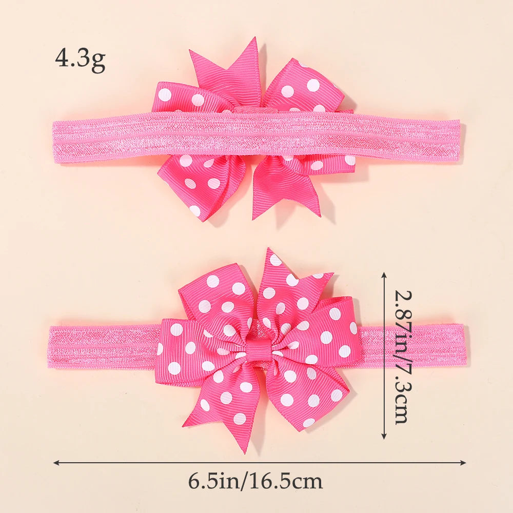 60Pcs Random Color Ribbon Bowknot Hair Band for Baby Girl Sunflower Wave Point Elastic Headband Classical Babe Hair Accessories