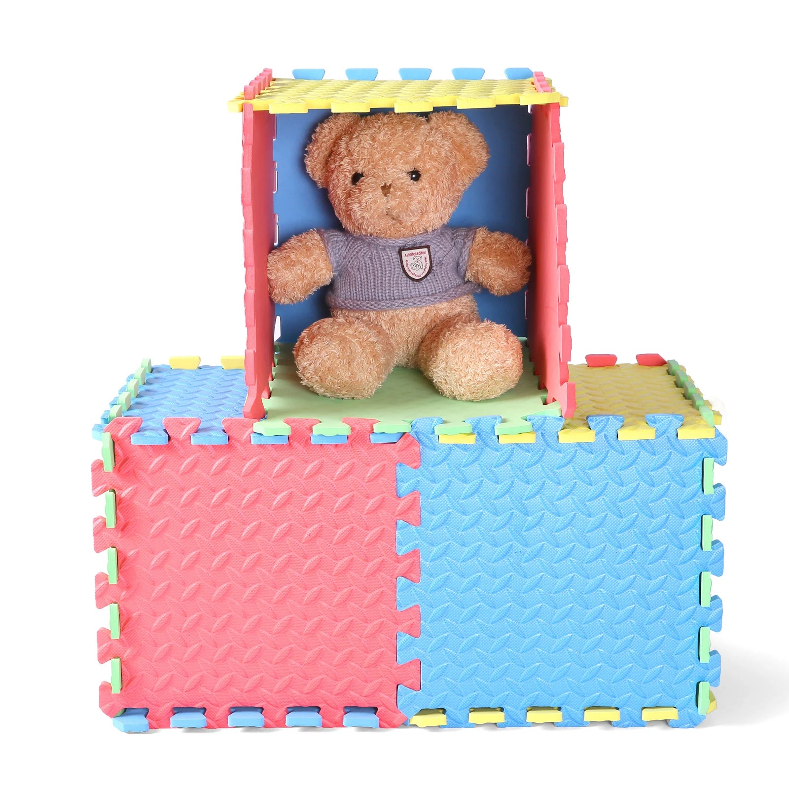 0.4 Inch/16pcs Thick Square Puzzle Mat ,30*30cm EVA Foam Baby Play Mat for Children Room Activities, Red/Yellow/Blue/Green