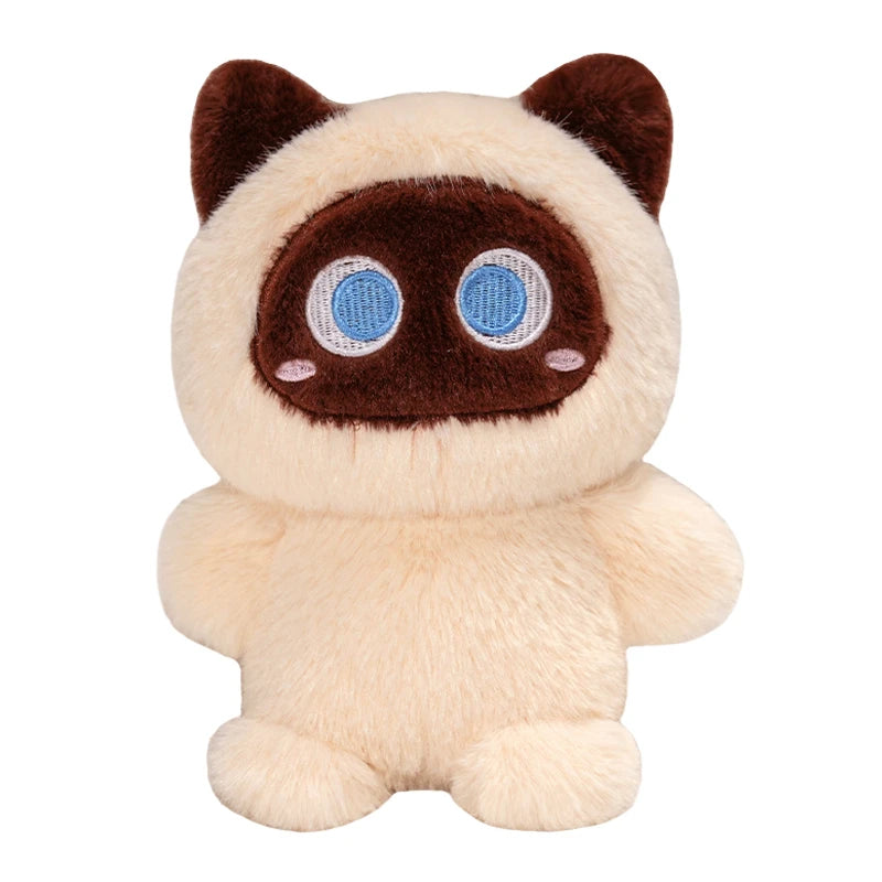 20CM Soft Siamese Cat Stuffed Plush Toy Orange & Black Kitten Animal Doll Cute Birthday Gift for Kids