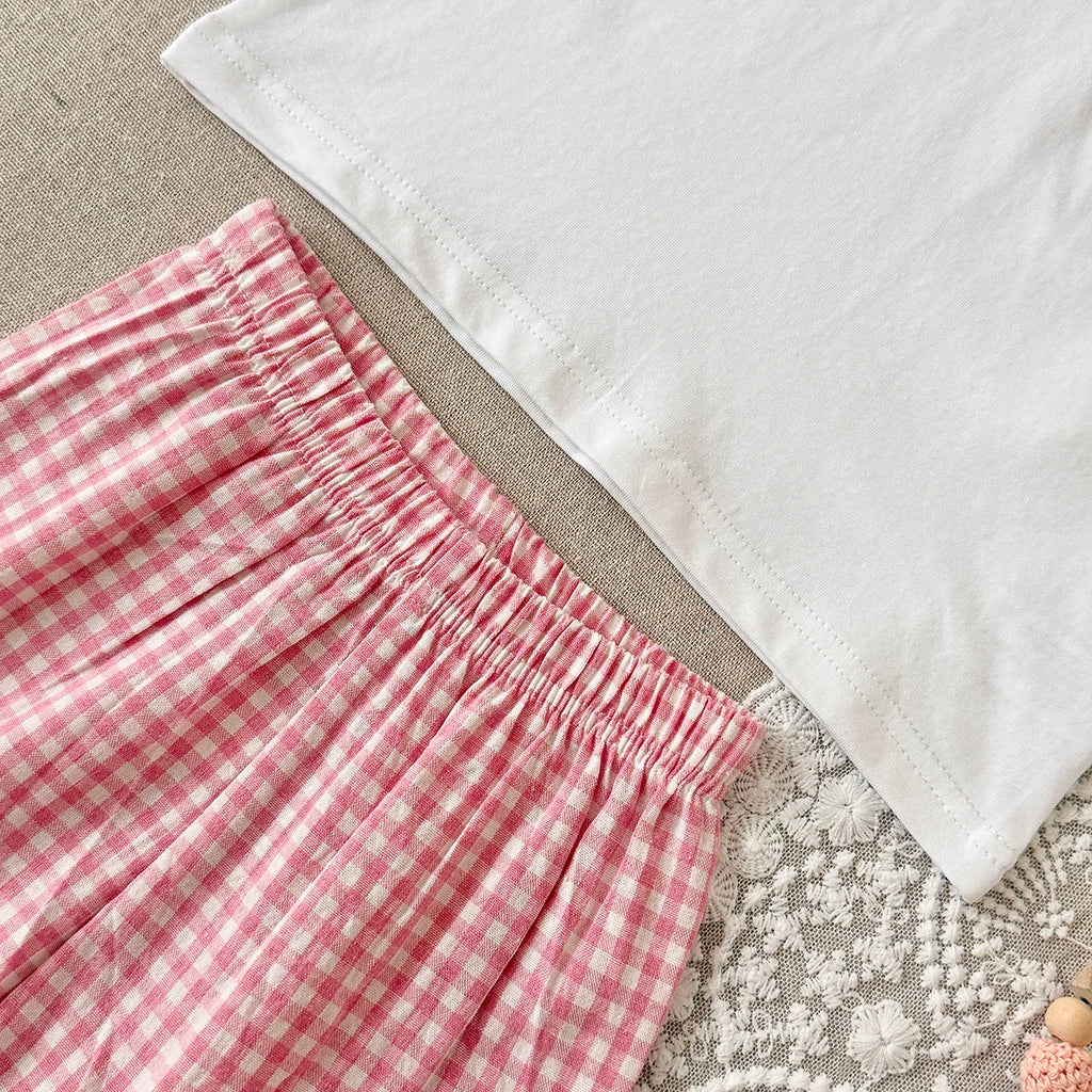 0-3Y Toddler Infant Kid Baby Girl Clothes Sets Soft Short Sleeve T-Shirt Heart Shaped Sticker Tops Striped Shorts