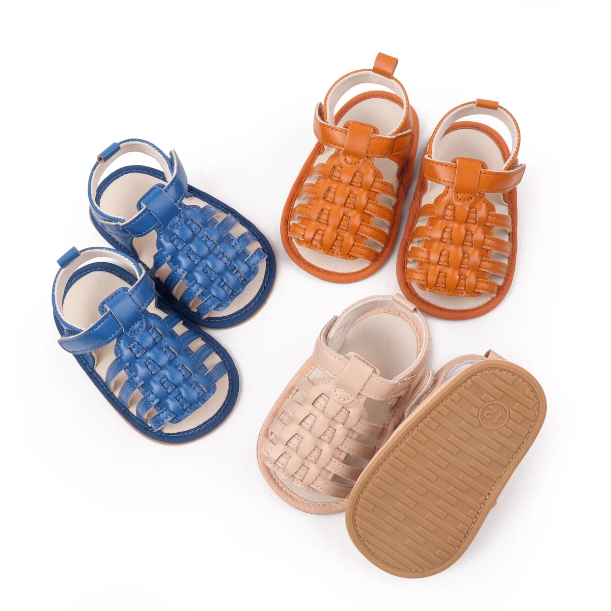 New Baby Sandals For 0-2 Years Old Boys And Girls Leather Surface And Rubber Sole Anti-slip Shoes Baby Indoor Walking Shoes