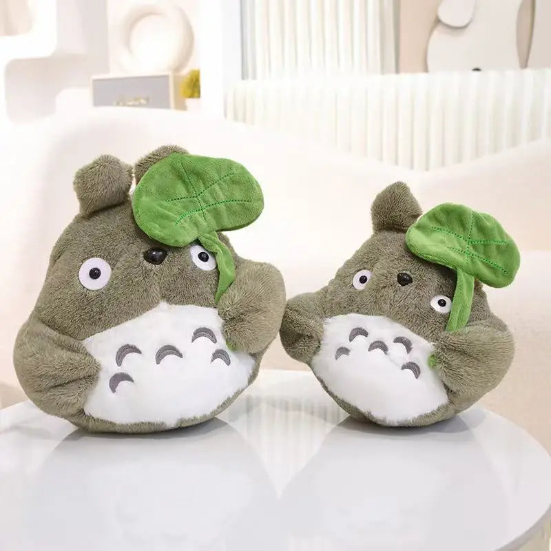 Hot Cartoon Totoro Hold Lotus Leaf Plush Toy Kawaii Japanese Style Figure Doll Stuffed Chinchilla Plushies Birthday Gifts Girl