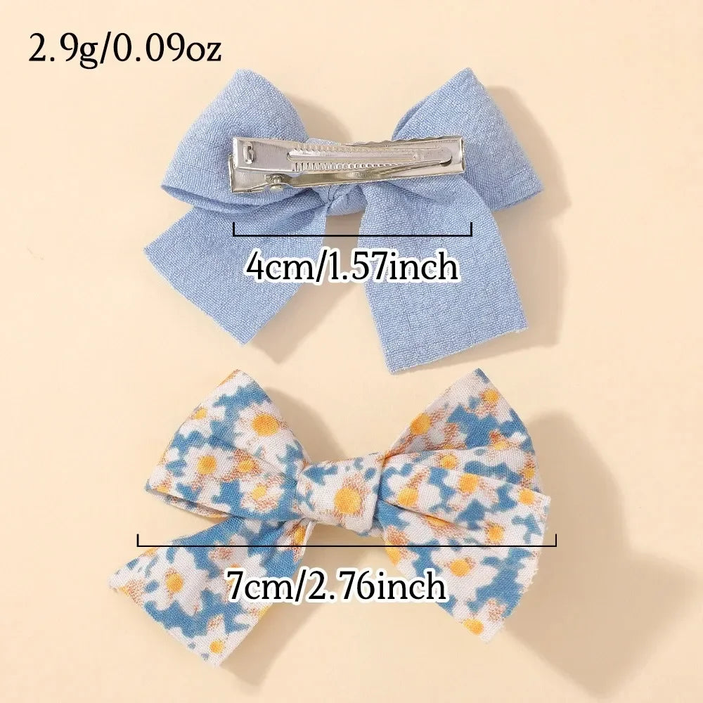 4Pcs/Set Baby Girls Hair Accessories Sweet Plaid Flowers Lace Bows Hair Clips Lovely Ins Hairpin Barrette Headwear