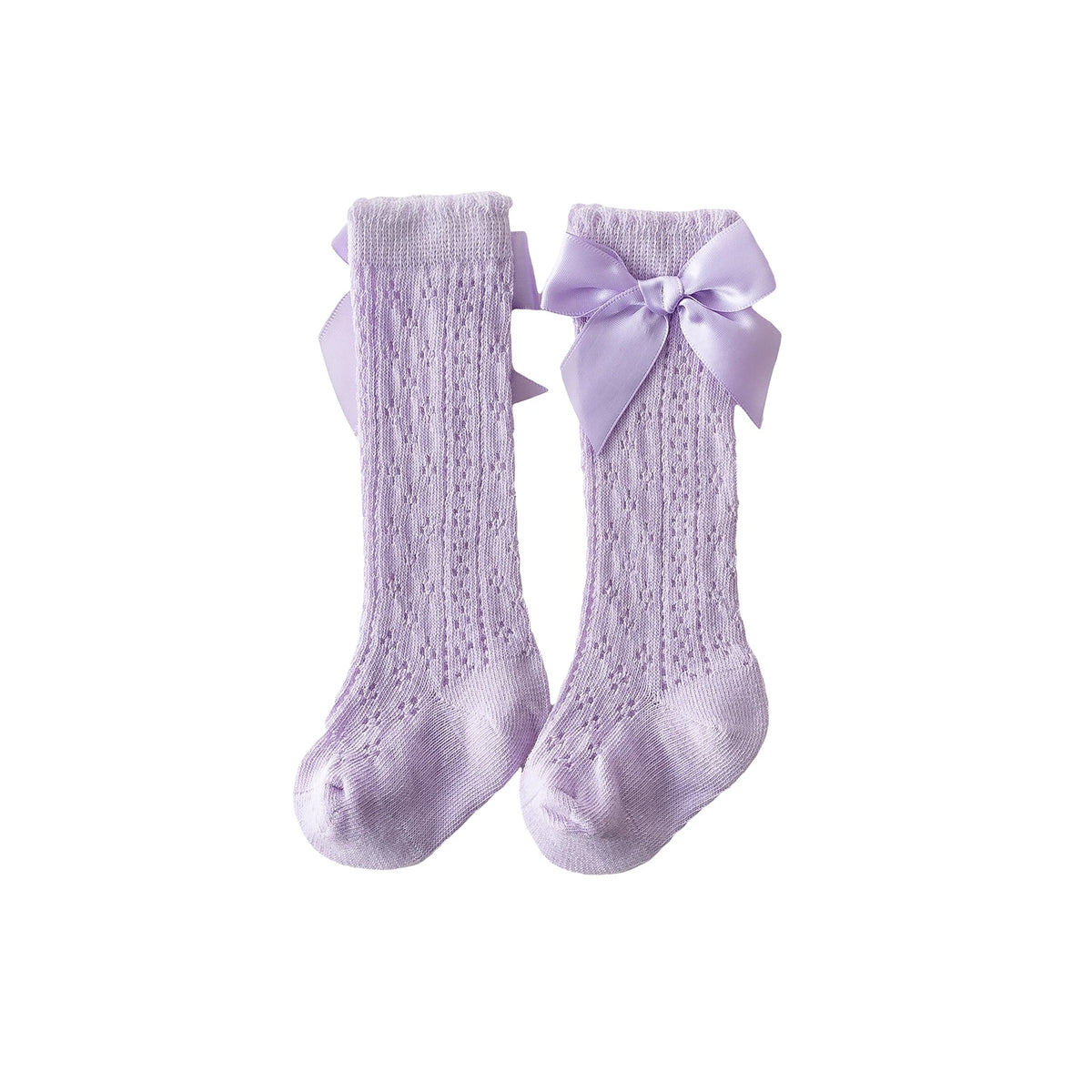 Baby Girls Knee High Socks Breathable Cutout Mesh Cute Bows Dress Socks Newborn Stockings for Clothing Accessories