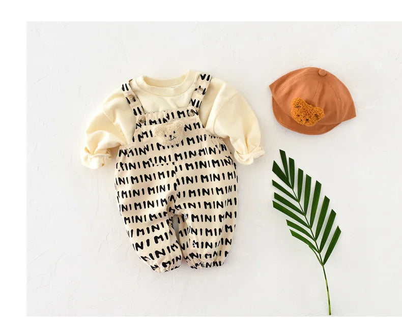 MILANCEL Baby Rompers Striped Baby Overall Bear Doll Infant Girls Jumpsuits Boys Clothes