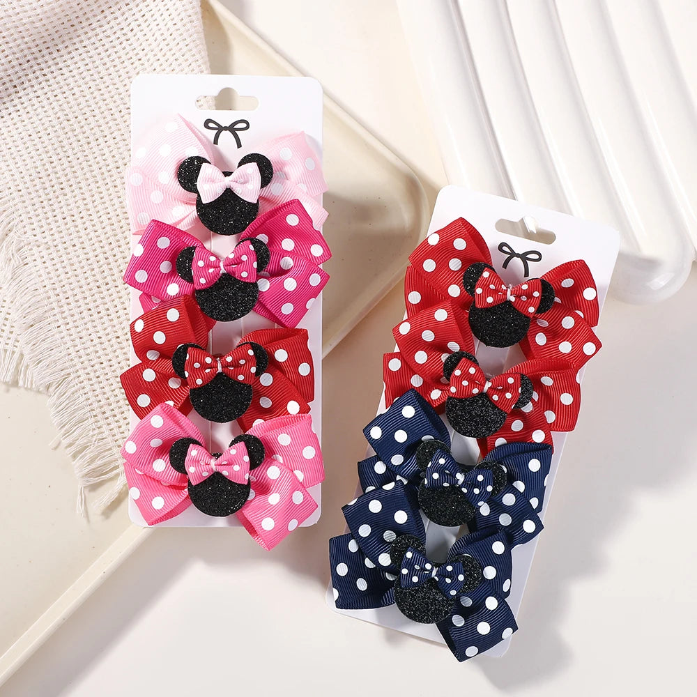 4Pcs/lot Baby Girl Lovely Polka Dot Bow Hair Clips for Hair kids Cartoon Hairpins Boutique Dress Hair Accessories Gift Set