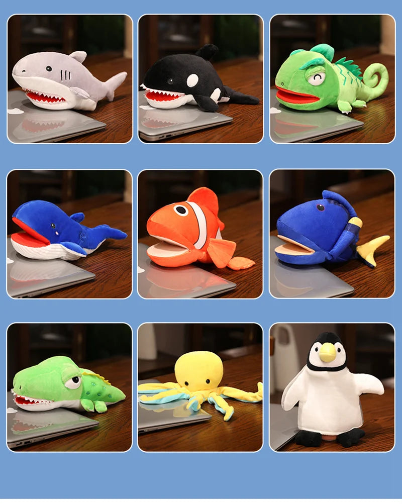 Hot Crocodile Shark Killer Whale Plush Hand Puppets Lifelike Tropical Fish Penguin Octopus Hand Puppets For Kids Adults Muppets