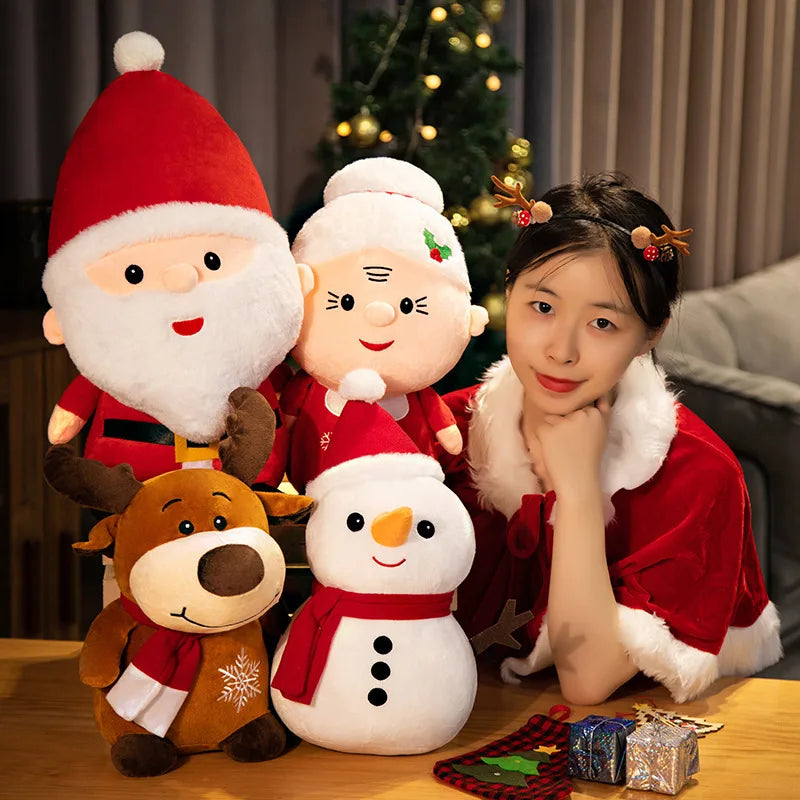 1pc 23cm-50cm Cute Santa Claus Snowman Elk Granny Plush Toys Christmas Decor Dolls Stuffed Soft For Baby Kids Gift