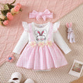 Newborn Baby girl Easter Dress Cartoon Small Rabbit Print plaid Dress+Headband 2Pcs/set for Cute Baby girls 0-18 Months Dress