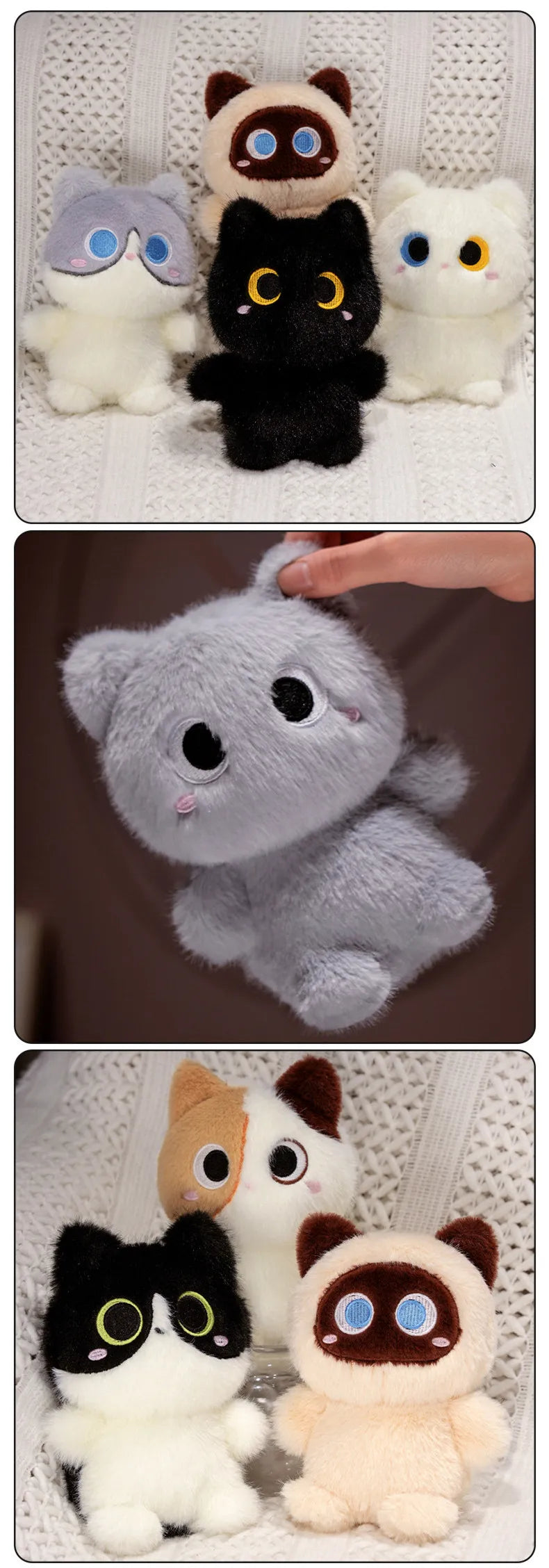 20CM Soft Siamese Cat Stuffed Plush Toy Orange & Black Kitten Animal Doll Cute Birthday Gift for Kids