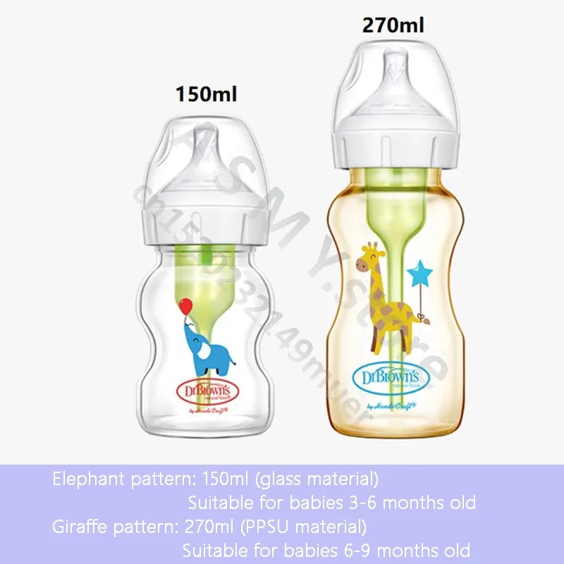 Dr. Brown's Glass Baby Bottle Anti-Flatulence For Newborns, Model NRB-Glass, Easy To Clean