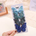 4Pcs/set Cute Sequins Double Butterfly Hair Bows Clip for Baby Girls Leather Kids Hairpins Barrettes Headwear Hair Acesssories