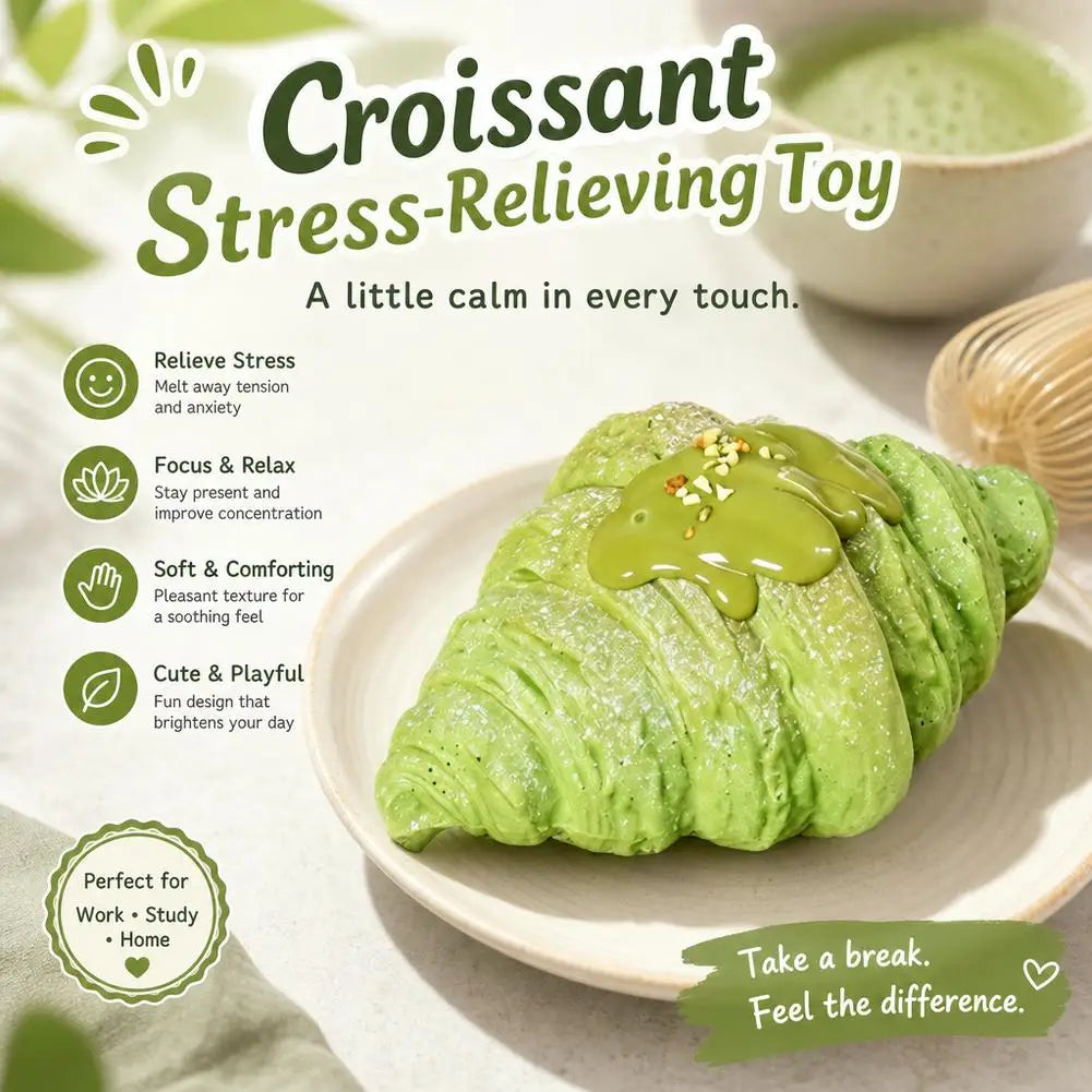 Realistic Croissant Squishy Slow Rising Toy Soft Simulation Food Bread Stress Relief Squeeze Toy Photo Props