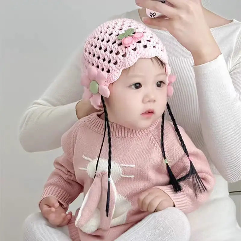 Solid Color Lace Turban Baby Hat Knitted Newborn Girls Hat Model Hn-001 Wholesale