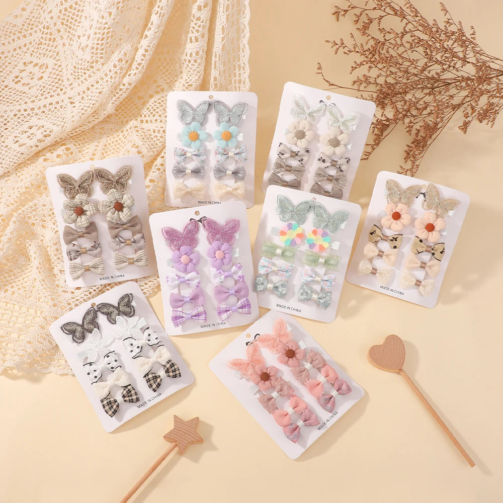 10Pcs/set Children's Flower Hair Clips Trendy Adorable Headwear Hair Decorations for Girls Cute Hairpins Hair Accessories