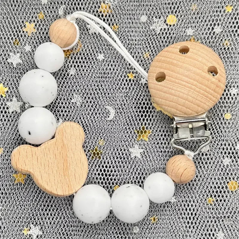 Personalized Baby Pacifier Clip with Name – Silicone Bead Dummy Holder & Teether