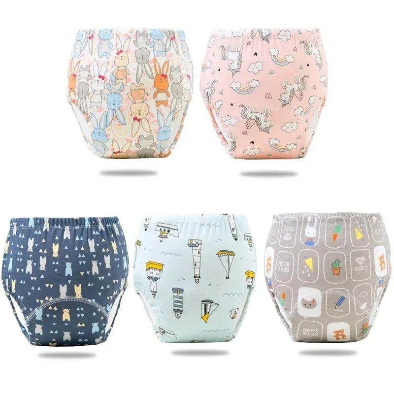 Baby Cartoon Potty Training Pant Washable Reusable Soft Cotton Cloth Diaper for Toddler Boy Girls Breathable Cotton Diaper Nappy