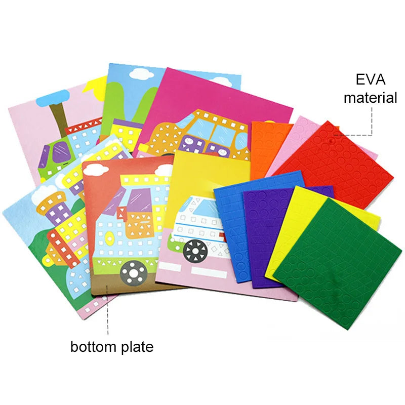 6pcs/set Mosaics Paintings 3D EVA Sticker Airplane Car Spaceship Cat Dog Animal Drawing DIY Foam Handicrafts Decoration TMZ
