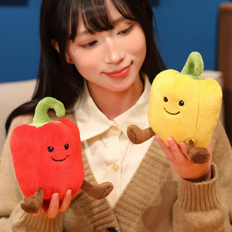 New Creative Cartoon Colored Pepper Plush Toys Stuffed Cozy Smile Vegetables Doll Cute Office Desktop Companion Delicate Gift